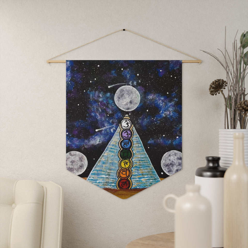 Cosmic Chakra Pennant Wall Art, Celestial Decor, Boho Wall Hanging, Spiritual Home Decor, Gift for Yoga Lovers
