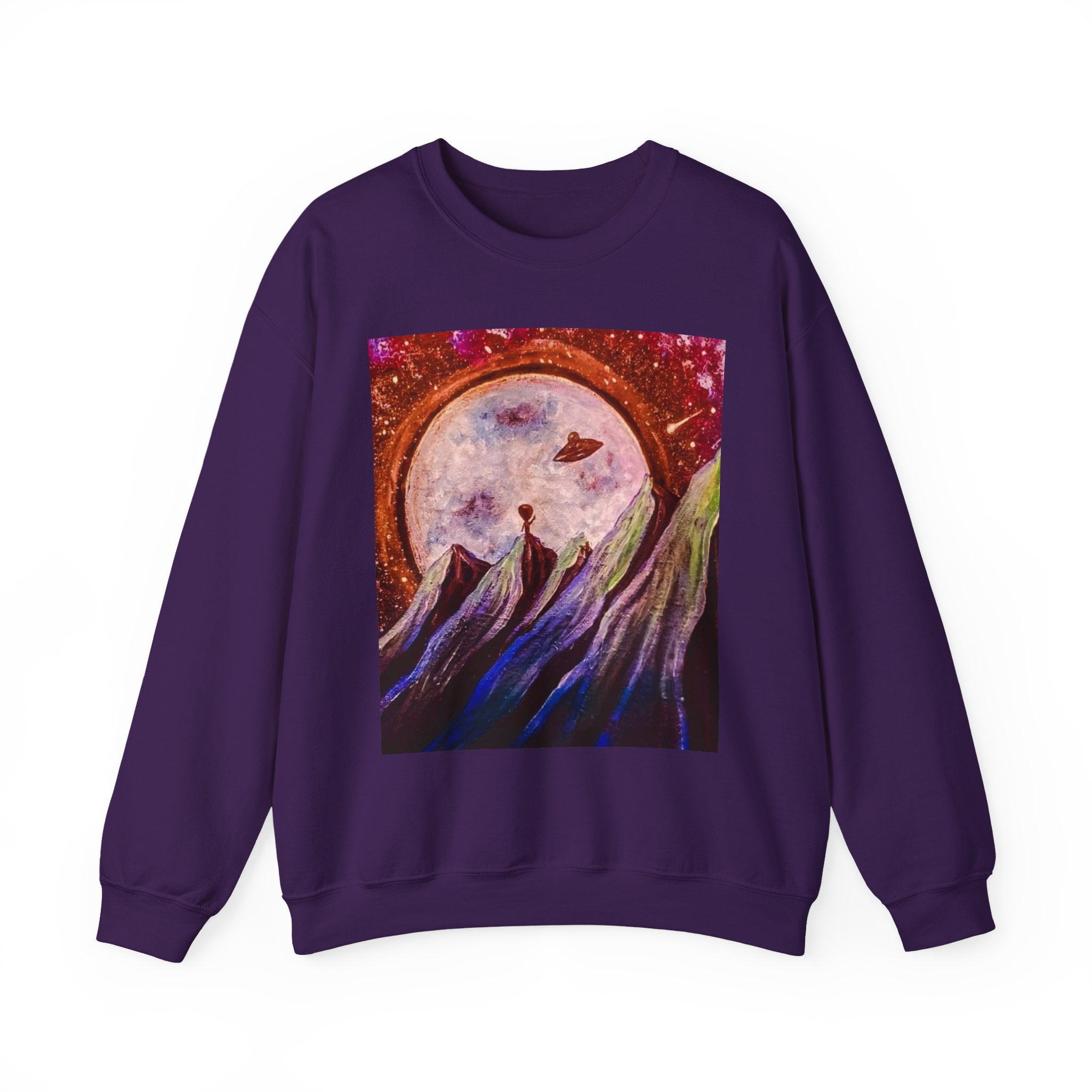 Cosmic Adventure Crewneck Sweatshirt - Unisex Heavy Blend, Galaxy Art, Starry Night Fashion, Space Lover Gift, Cozy Casual Wear