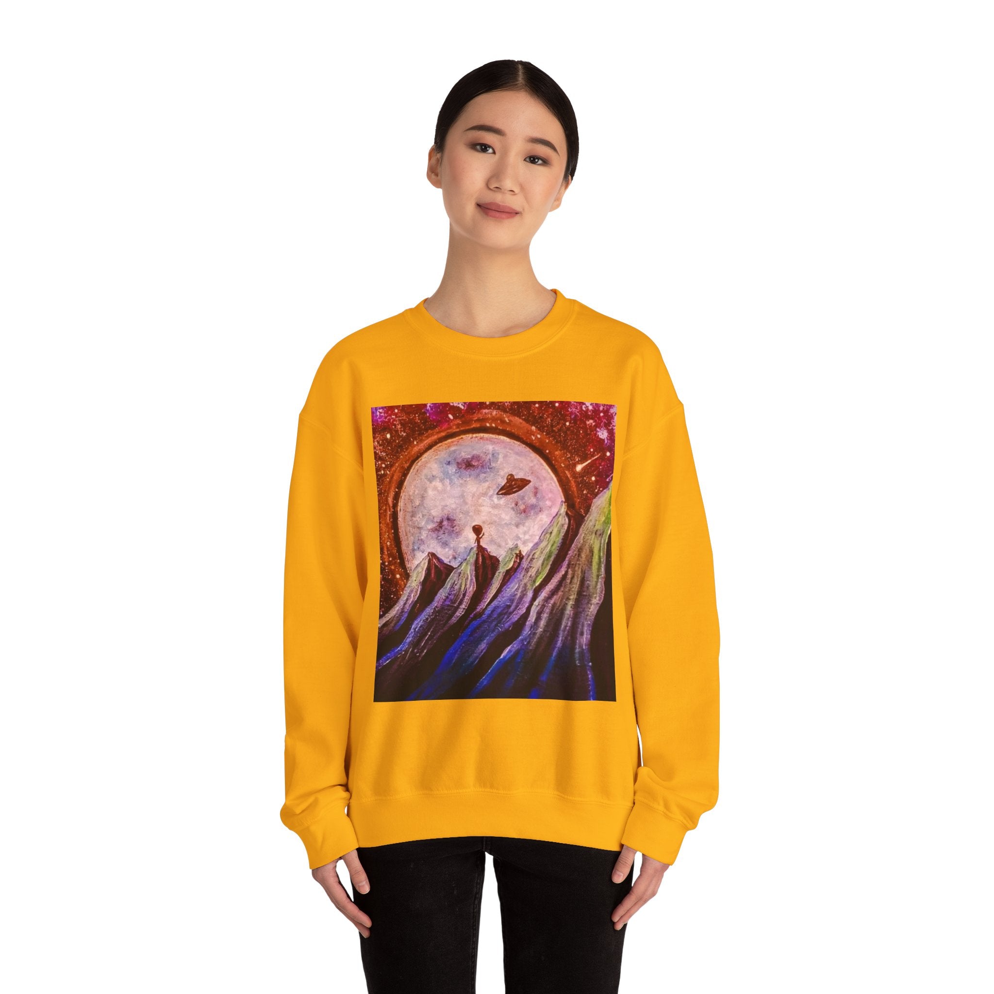 Cosmic Adventure Crewneck Sweatshirt - Unisex Heavy Blend, Galaxy Art, Starry Night Fashion, Space Lover Gift, Cozy Casual Wear