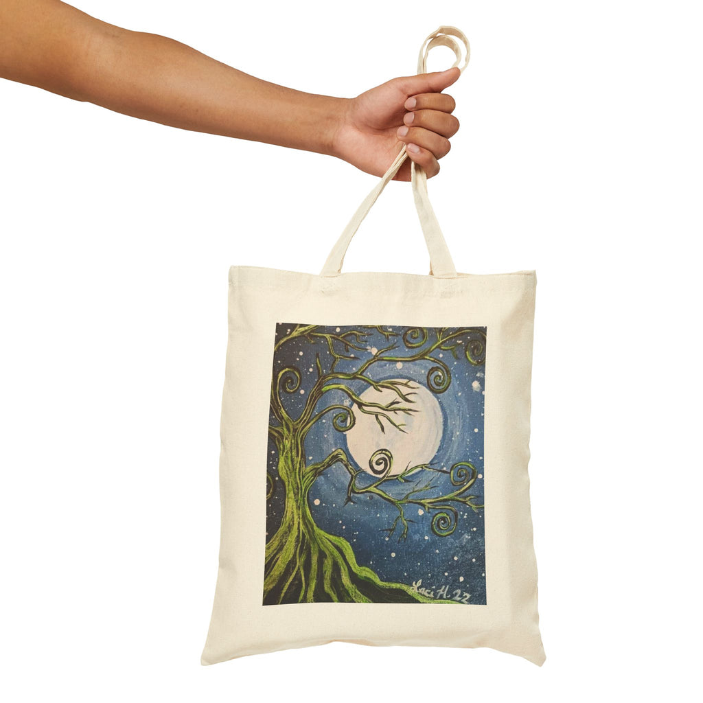 Tote Bag — Whimsical Moonlit Tree Art Canvas Tote