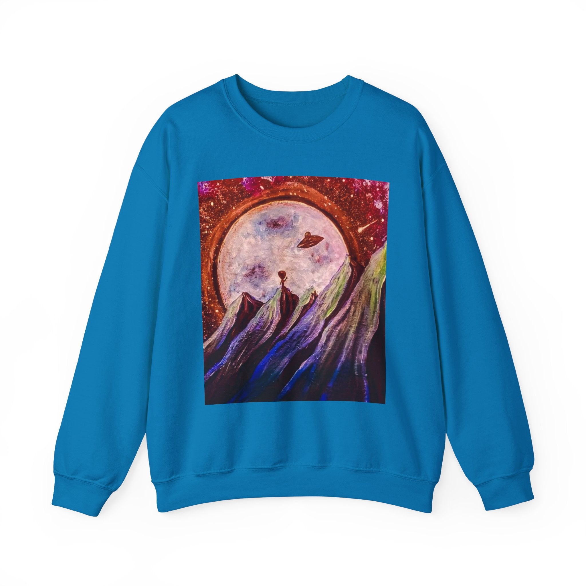 Cosmic Adventure Crewneck Sweatshirt - Unisex Heavy Blend, Galaxy Art, Starry Night Fashion, Space Lover Gift, Cozy Casual Wear