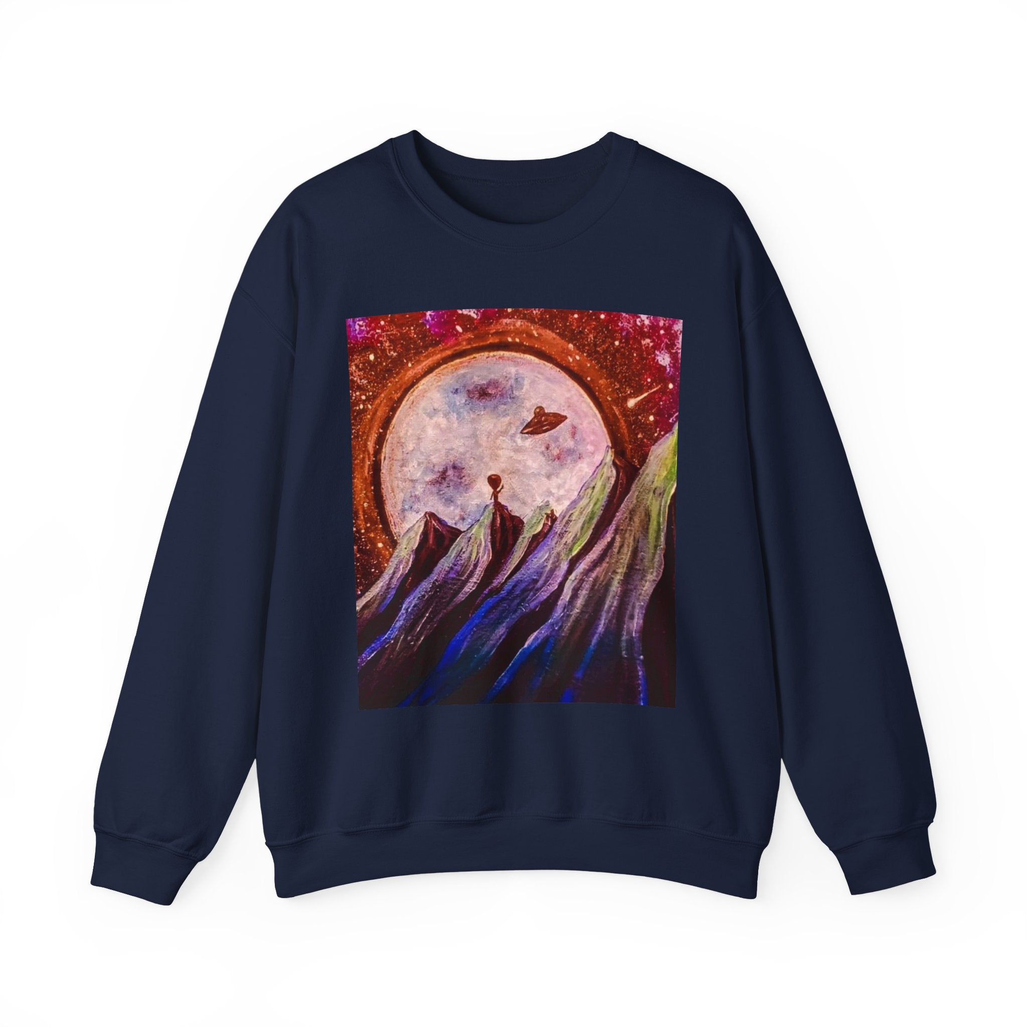 Cosmic Adventure Crewneck Sweatshirt - Unisex Heavy Blend, Galaxy Art, Starry Night Fashion, Space Lover Gift, Cozy Casual Wear
