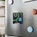 Space Pineapple Porcelain Magnet — Whimsical Cosmic Art Refrigerator Magnet