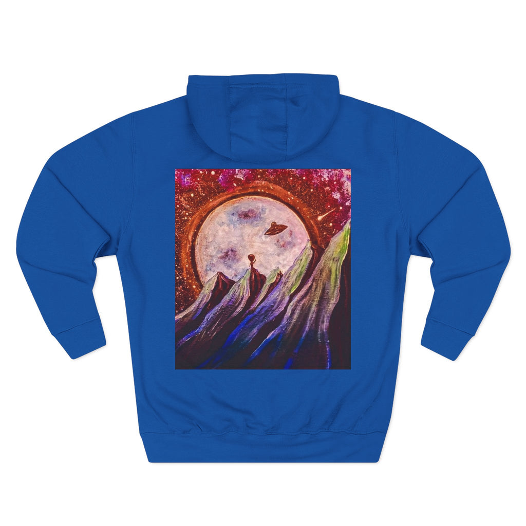 Moonlit Mountain Hoodie — Surreal Nightscape Art Fleece Hoodie