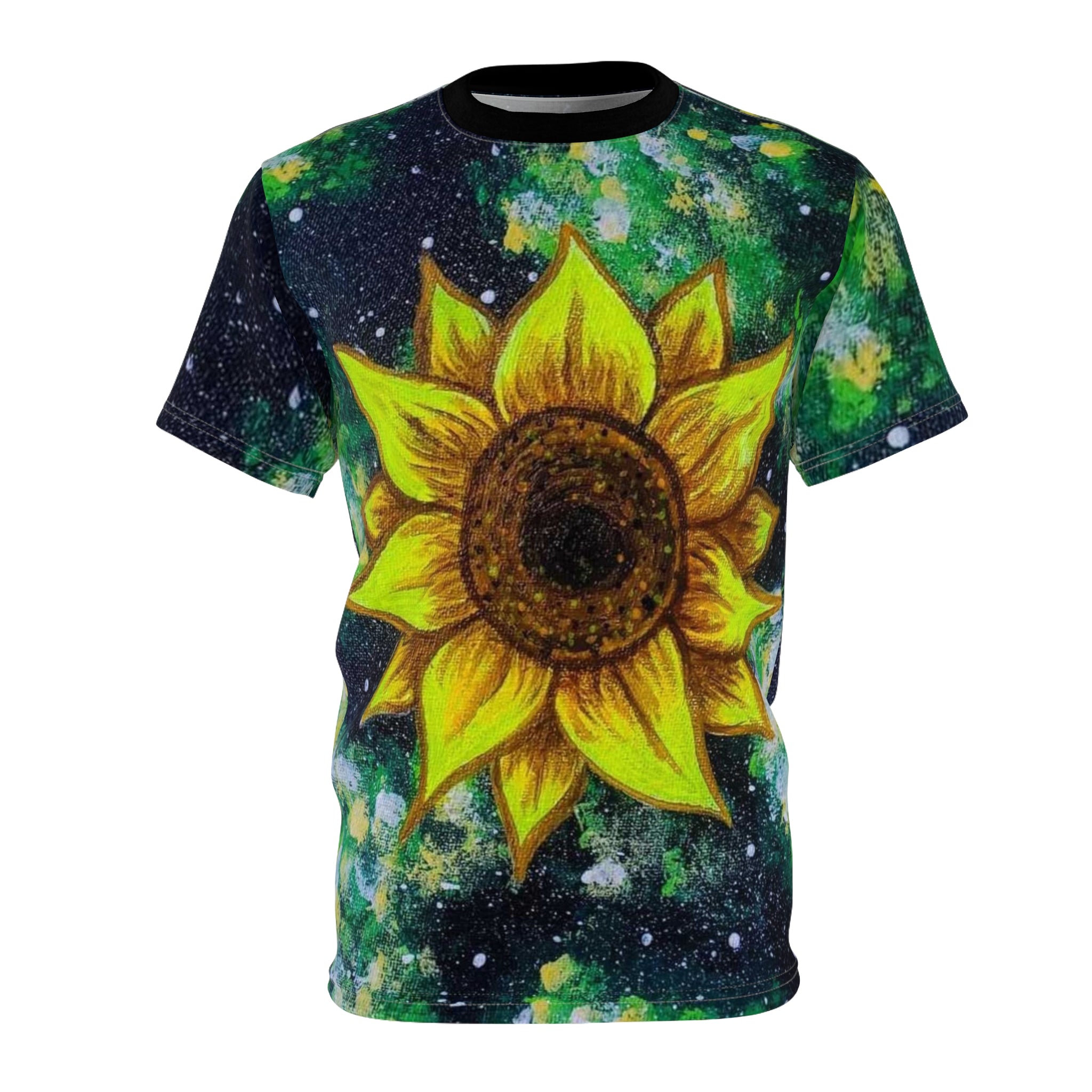 Sunflower Galaxy Unisex Tee, Nature Lover Shirt, Aesthetic Graphic T-shirt, Gift for Friends, Festival Apparel, Summer Style