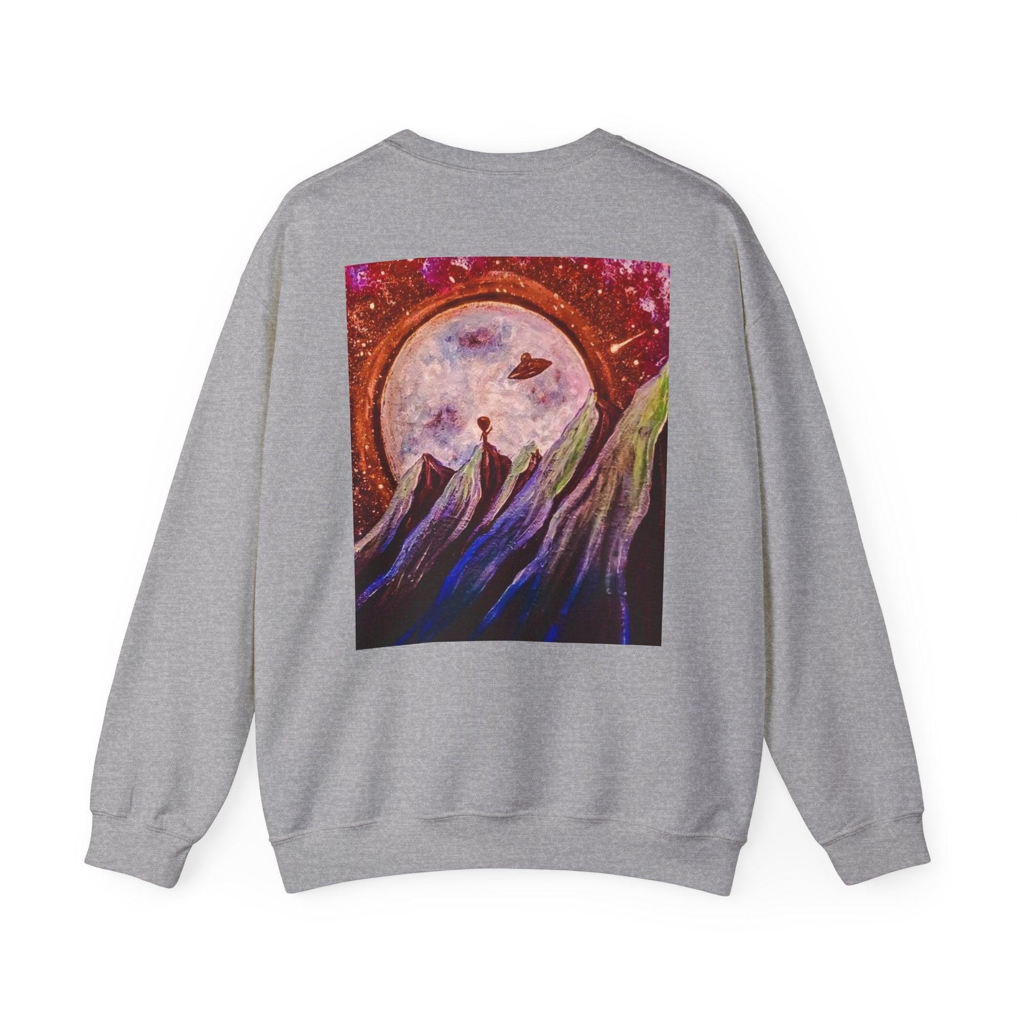 Cosmic Adventure Crewneck Sweatshirt - Unisex Heavy Blend, Galaxy Art, Starry Night Fashion, Space Lover Gift, Cozy Casual Wear