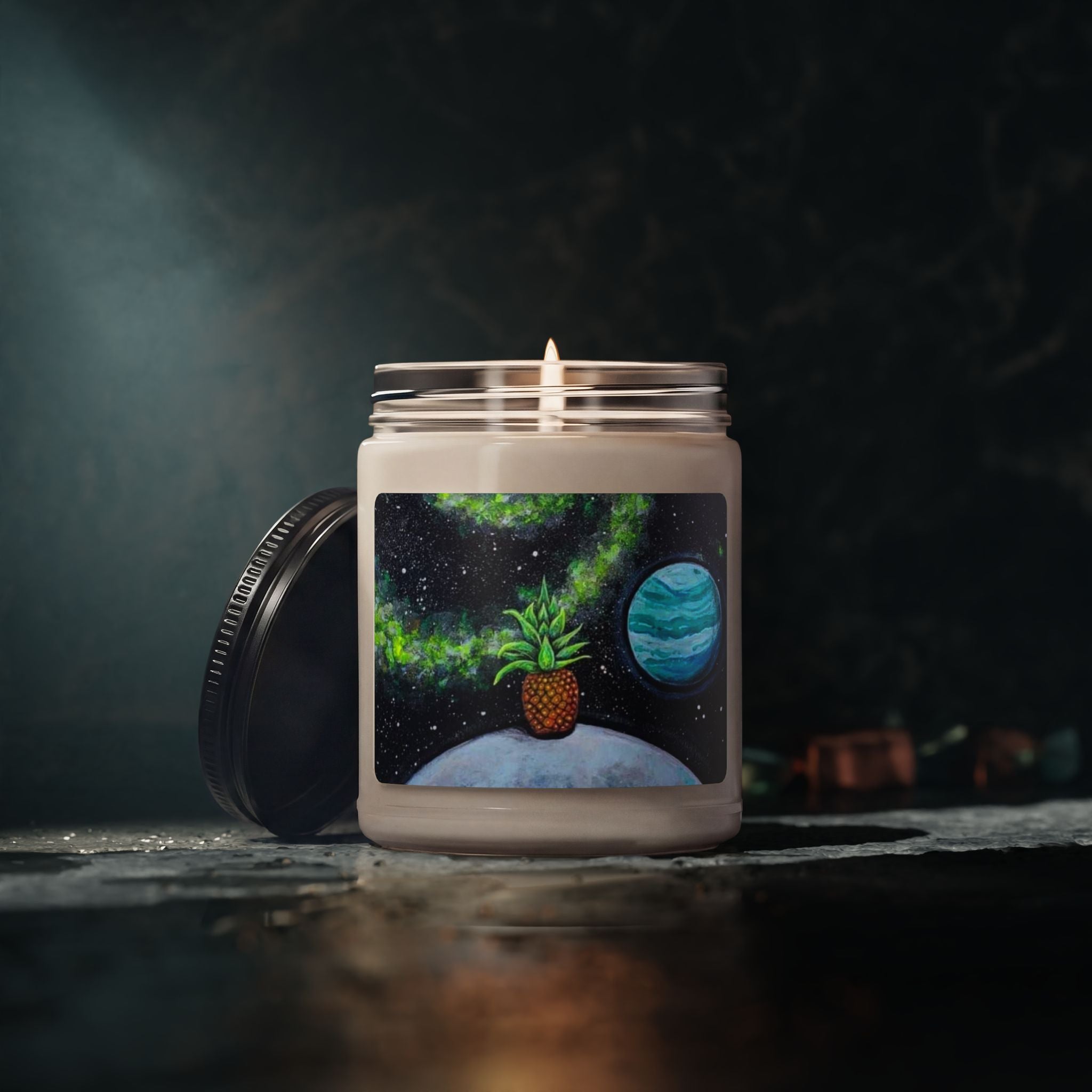 Space Pineapple Soy Candle — 9 oz Scented Jar (Cosmic Tropical Vibes)