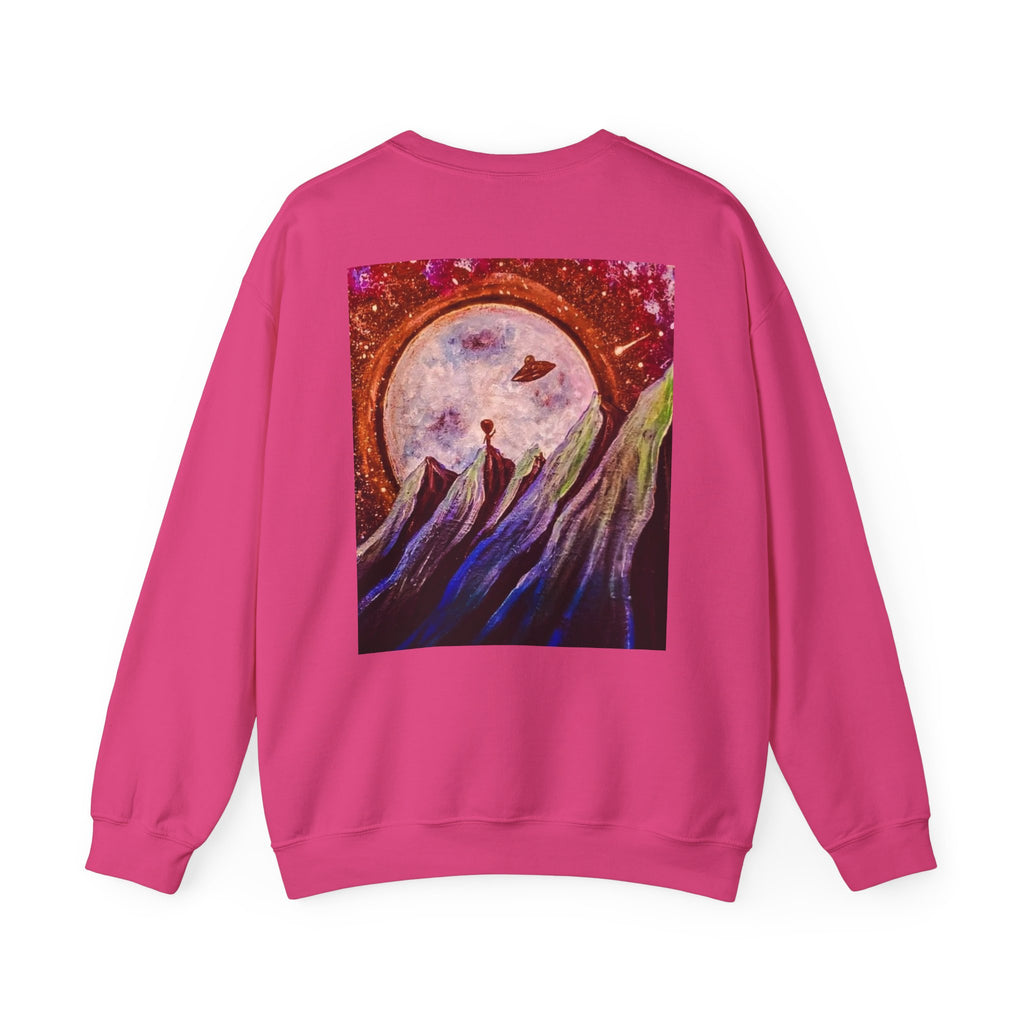 Cosmic Adventure Crewneck Sweatshirt - Unisex Heavy Blend, Galaxy Art, Starry Night Fashion, Space Lover Gift, Cozy Casual Wear