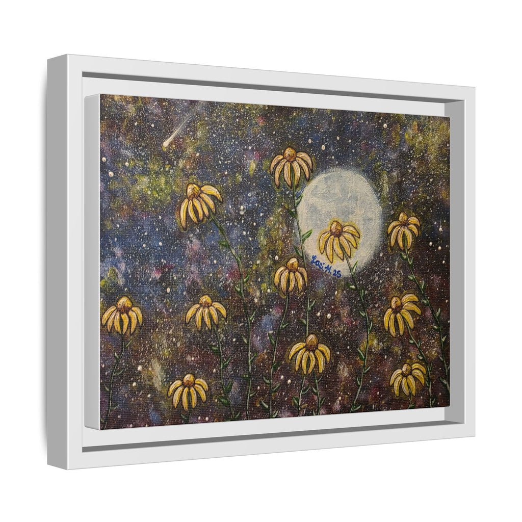 Framed Matte Canvas Print — Moonlit Black-Eyed Susans Art