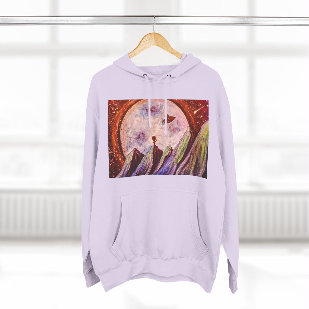 Moonlit Mountain Hoodie — Surreal Nightscape Art Fleece Hoodie