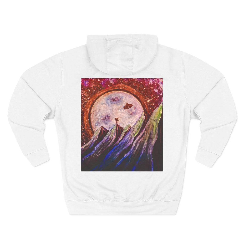 Moonlit Mountain Hoodie — Surreal Nightscape Art Fleece Hoodie