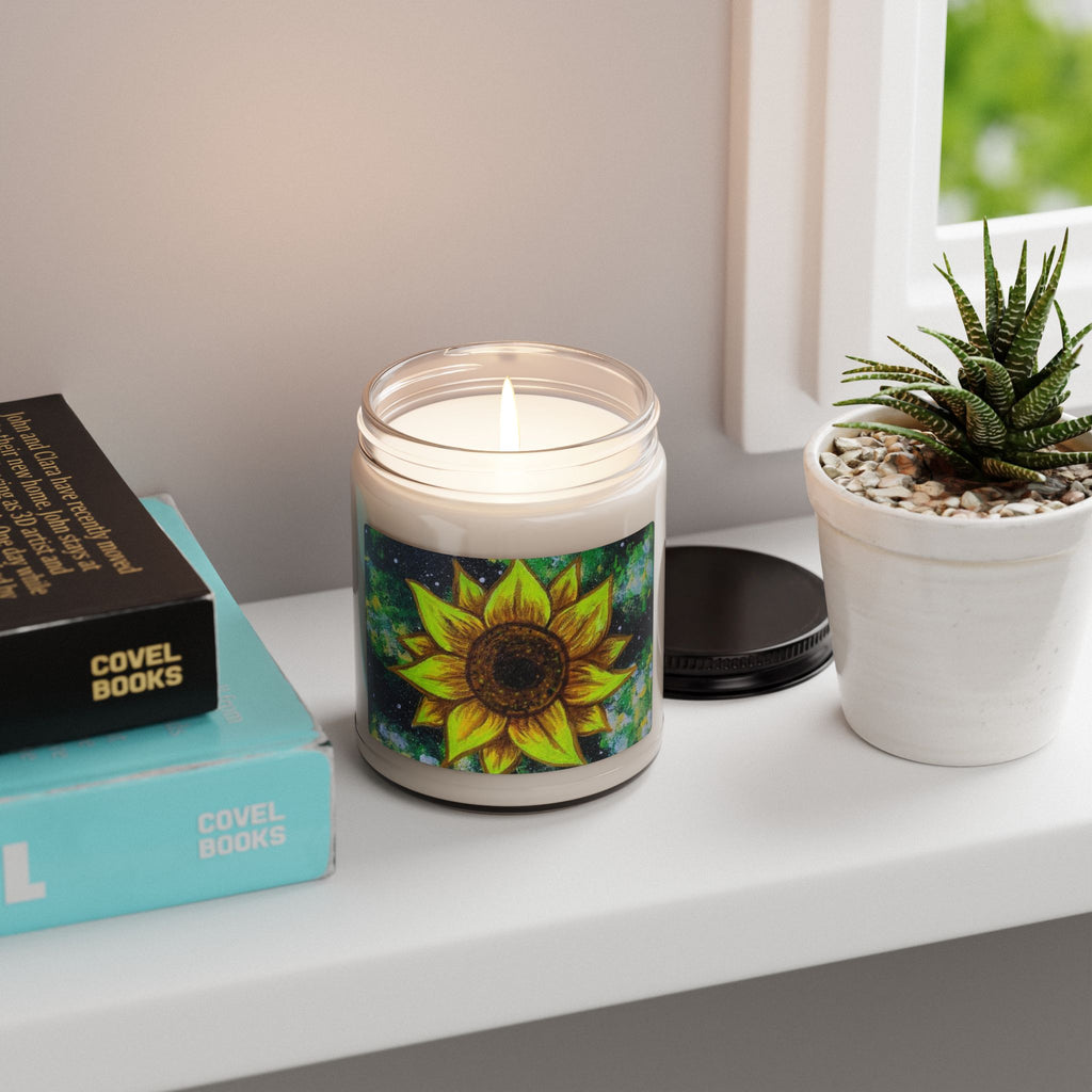 Sunflower Soy Candle — 9oz Scented Jar (Botanical, Uplifting Home Fragrance)