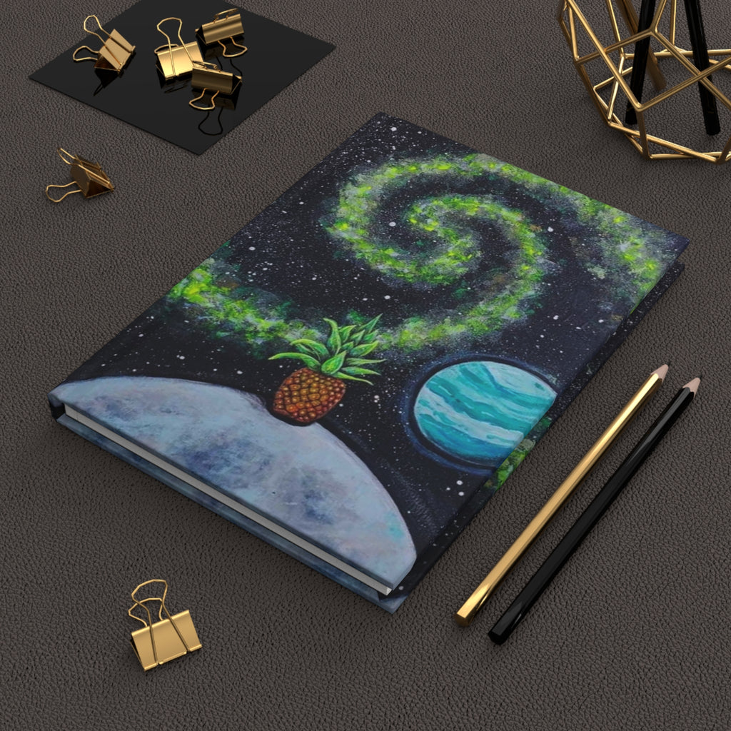 Pineapple in Space Hardcover Journal — Cosmic Pineapple Notebook for Writers & Artists