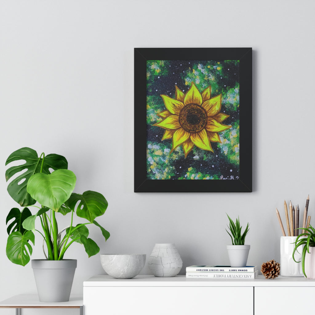 Framed Sunflower Poster — Vertical Floral Wall Art