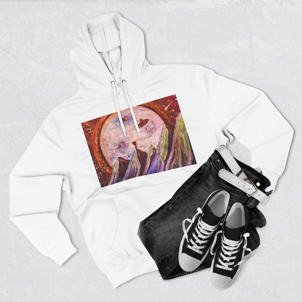 Moonlit Mountain Hoodie — Surreal Nightscape Art Fleece Hoodie