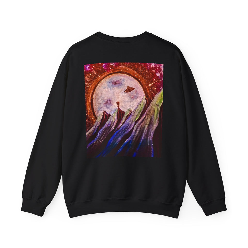 Cosmic Adventure Crewneck Sweatshirt - Unisex Heavy Blend, Galaxy Art, Starry Night Fashion, Space Lover Gift, Cozy Casual Wear