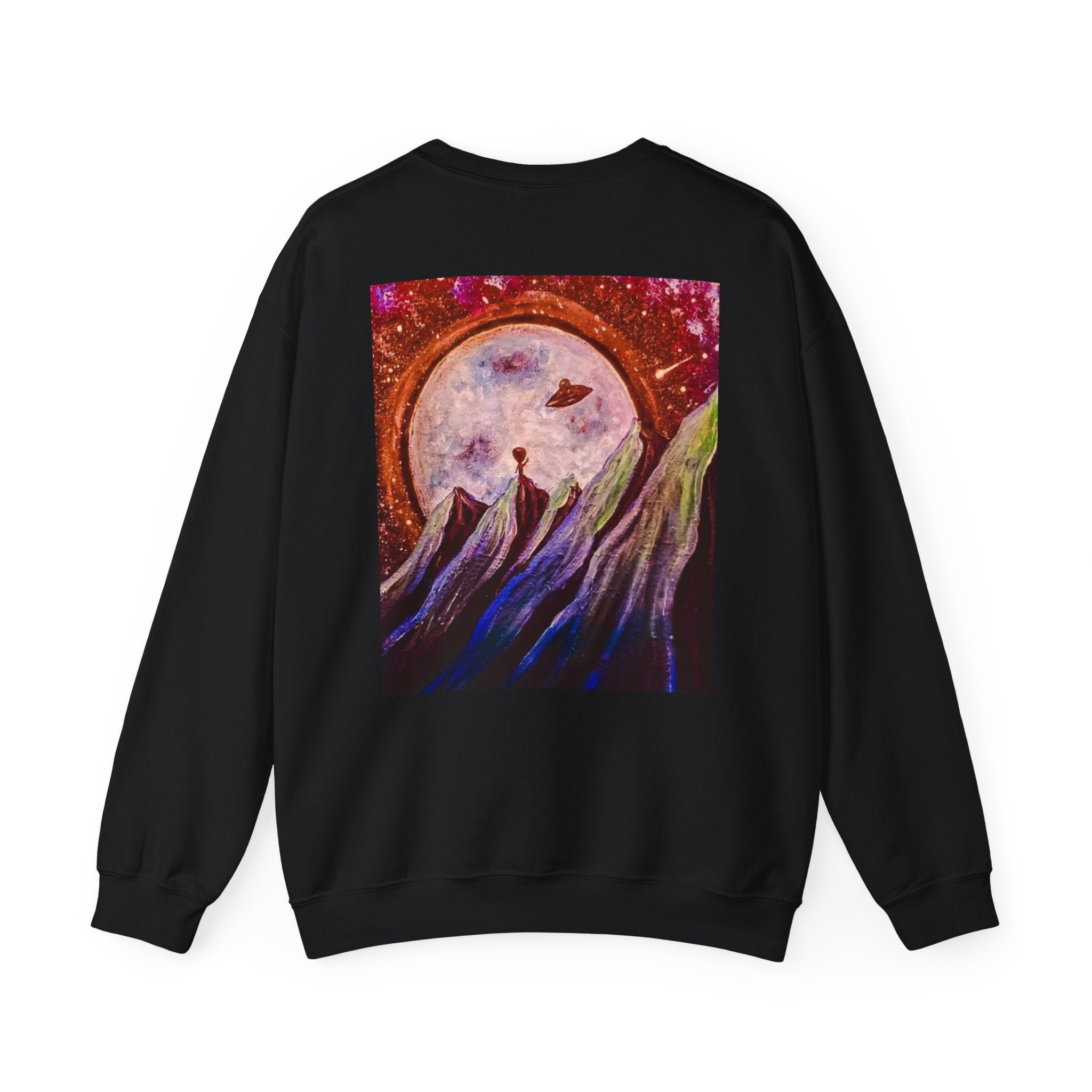 Cosmic Adventure Crewneck Sweatshirt - Unisex Heavy Blend, Galaxy Art, Starry Night Fashion, Space Lover Gift, Cozy Casual Wear