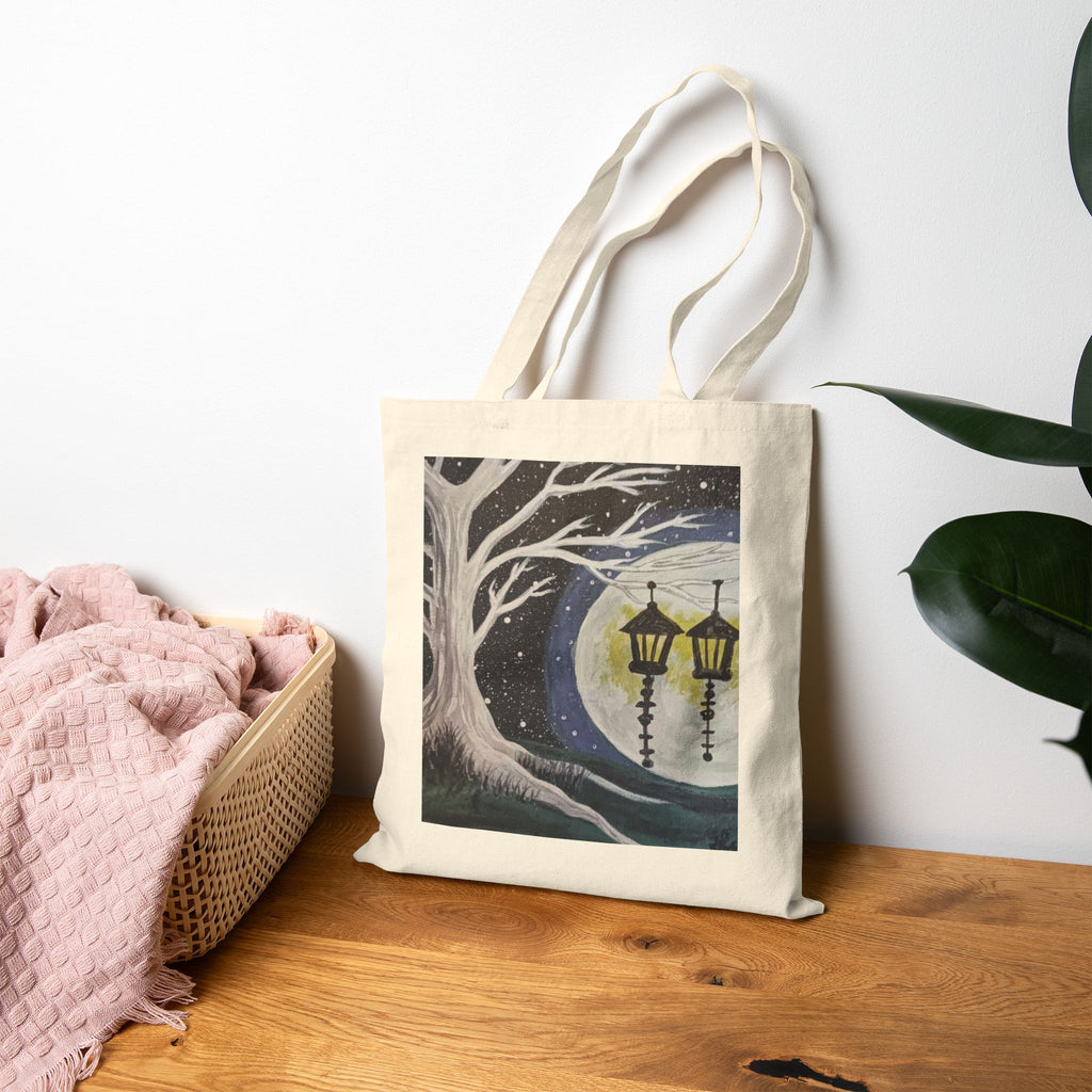 Moonlit Tree Tote Bag – Lantern Night Canvas Tote