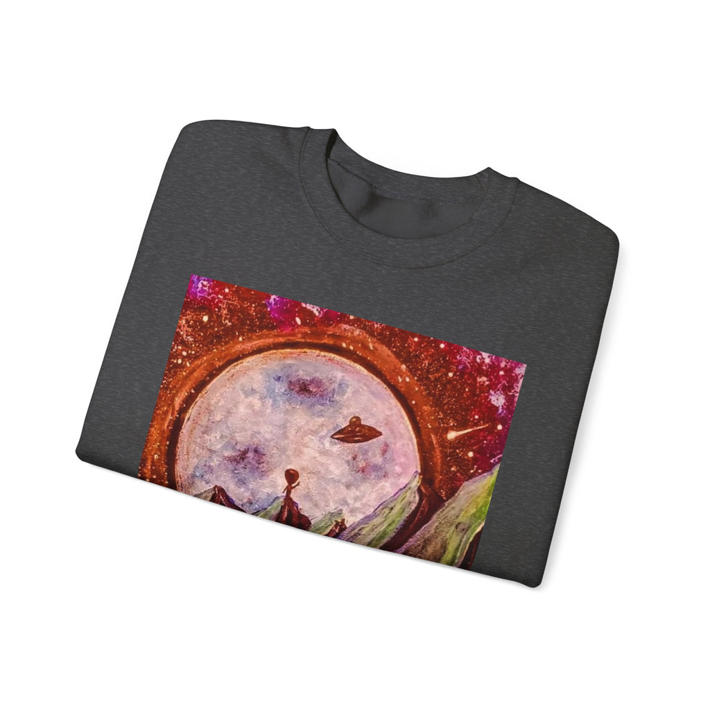 Cosmic Adventure Crewneck Sweatshirt - Unisex Heavy Blend, Galaxy Art, Starry Night Fashion, Space Lover Gift, Cozy Casual Wear