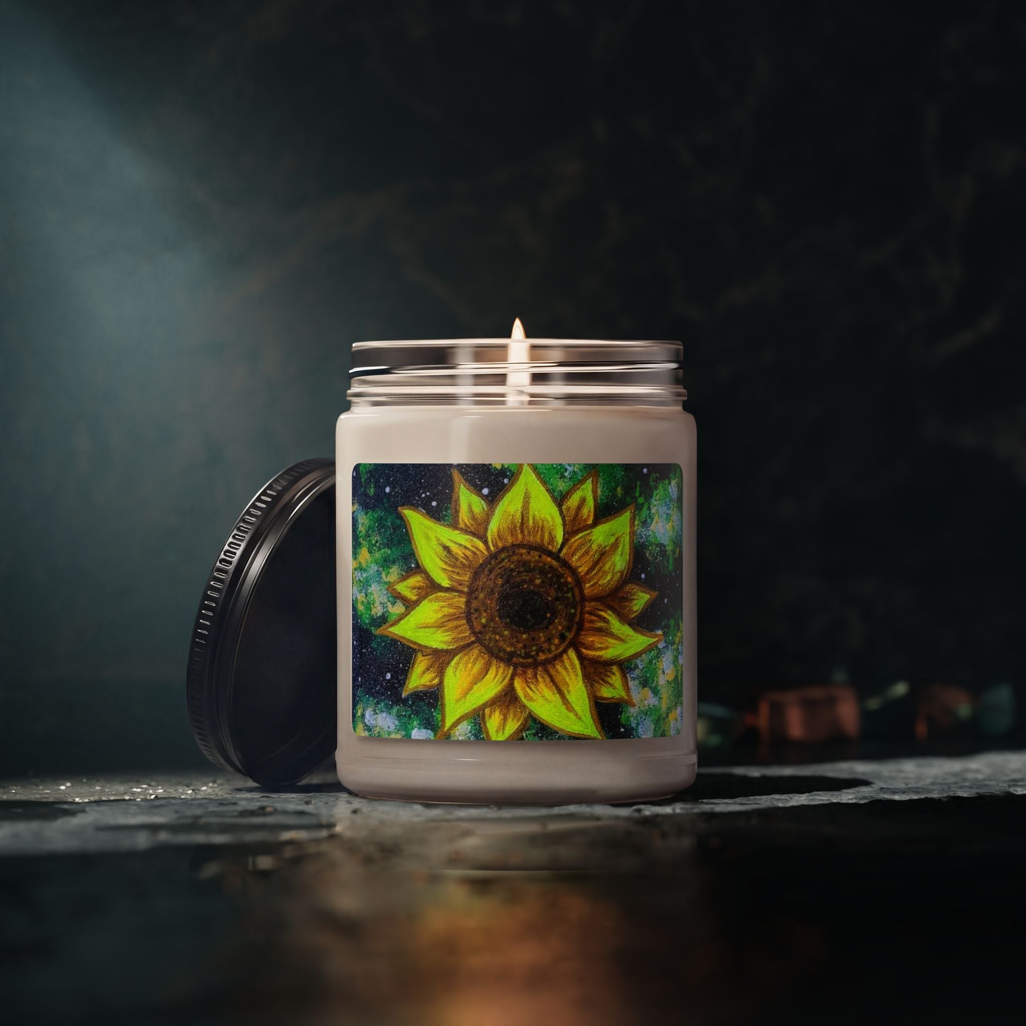 Sunflower Soy Candle — 9oz Scented Jar (Botanical, Uplifting Home Fragrance)