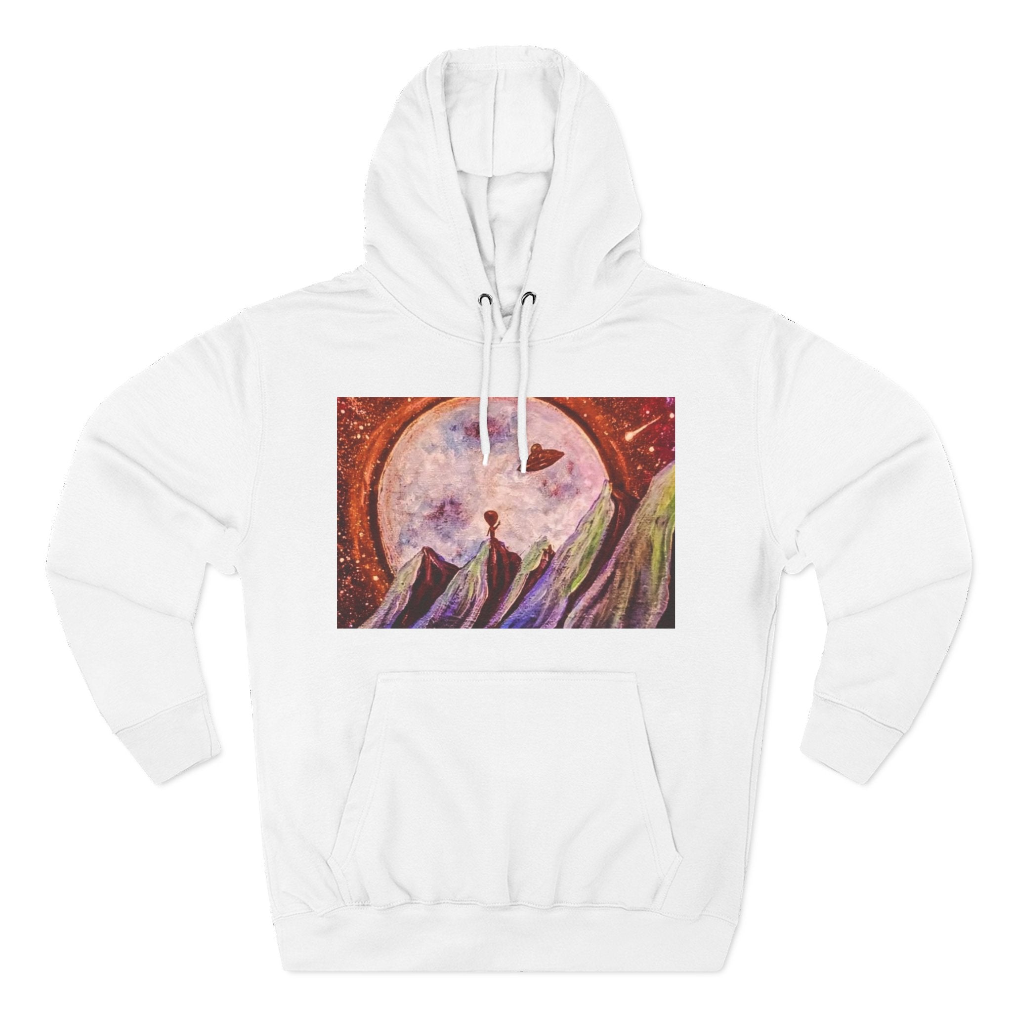 Moonlit Mountain Hoodie — Surreal Nightscape Art Fleece Hoodie