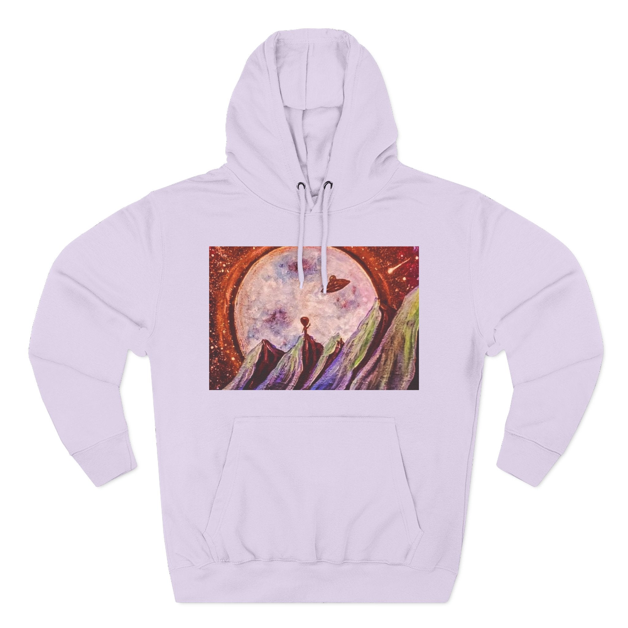 Moonlit Mountain Hoodie — Surreal Nightscape Art Fleece Hoodie