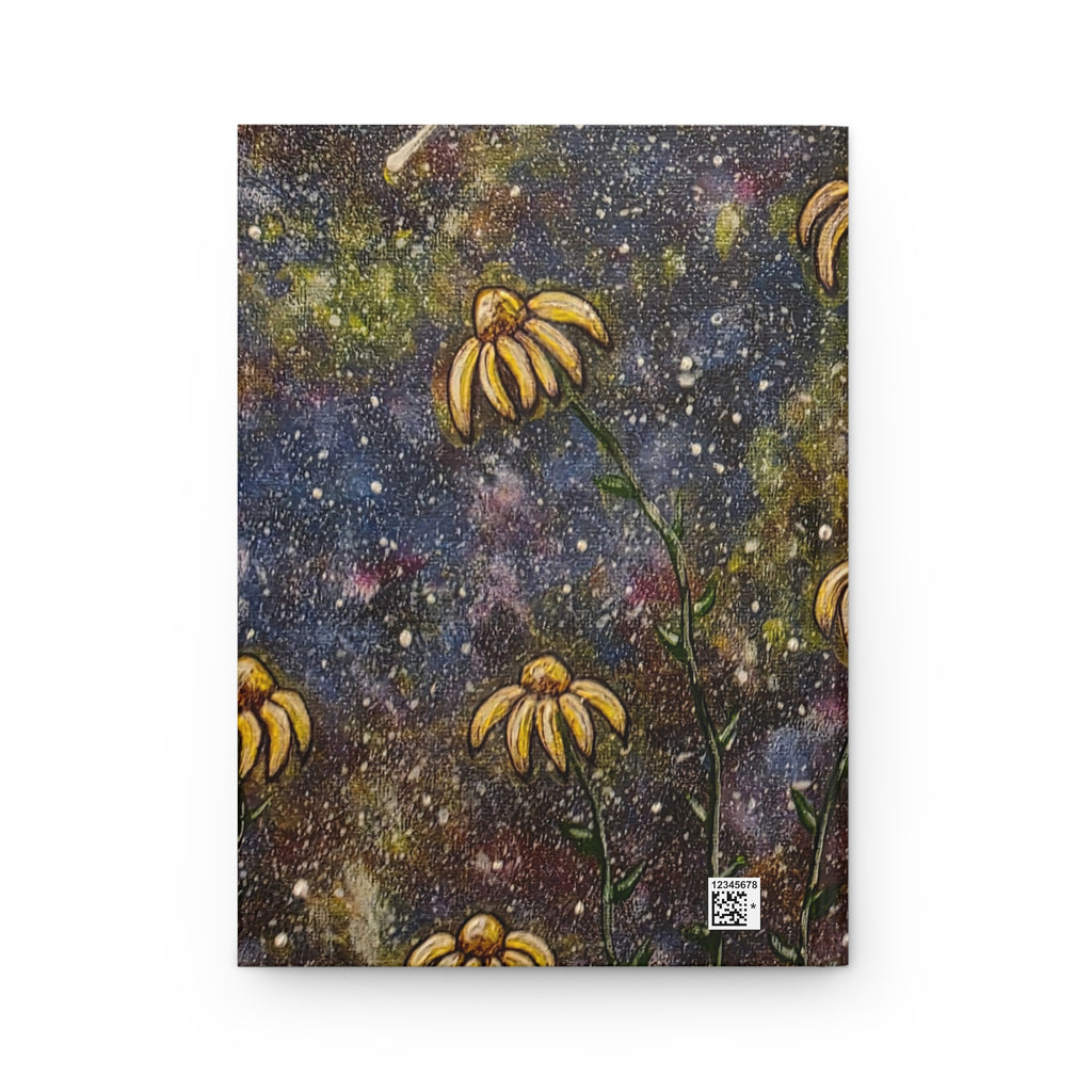 Moonlit Daisies Hardcover Journal — Floral Night Sky Notebook