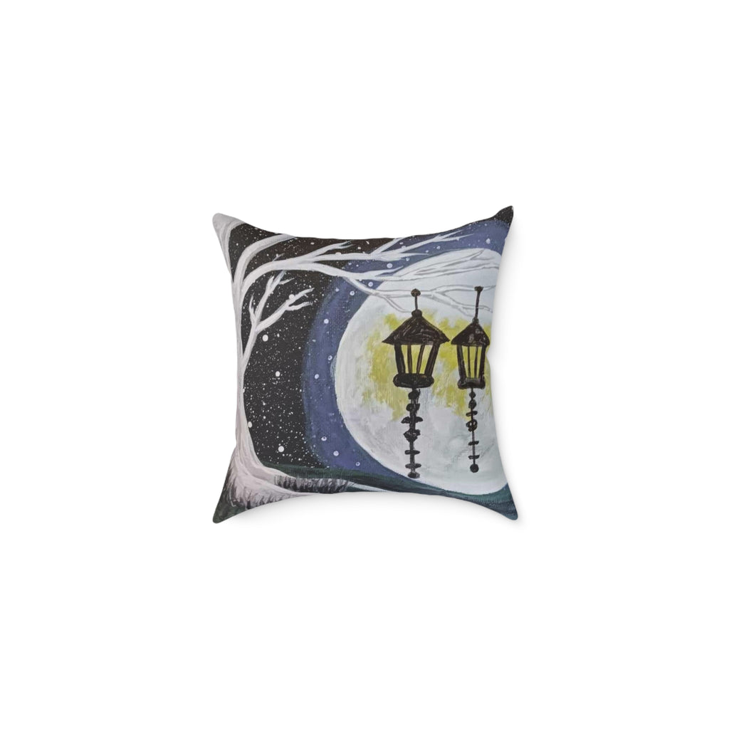 Moonlit Streetlamp Decorative Pillow