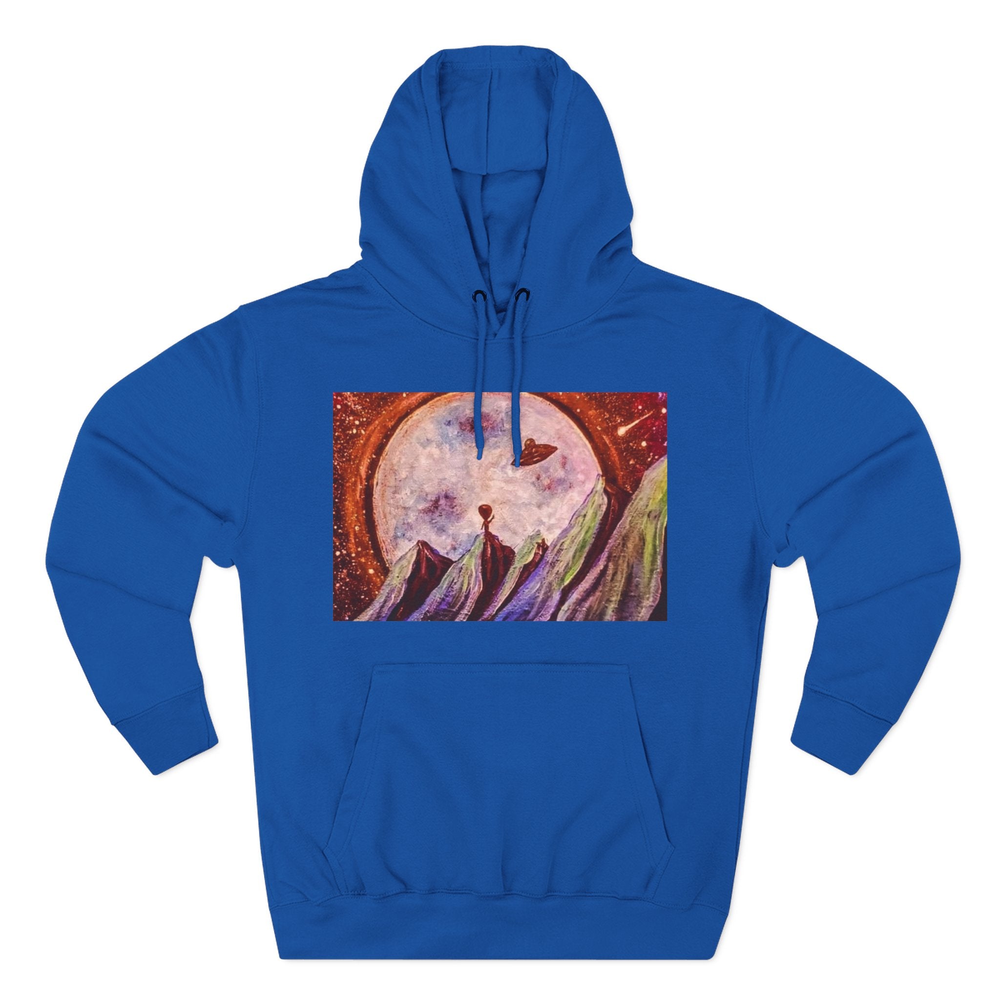 Moonlit Mountain Hoodie — Surreal Nightscape Art Fleece Hoodie