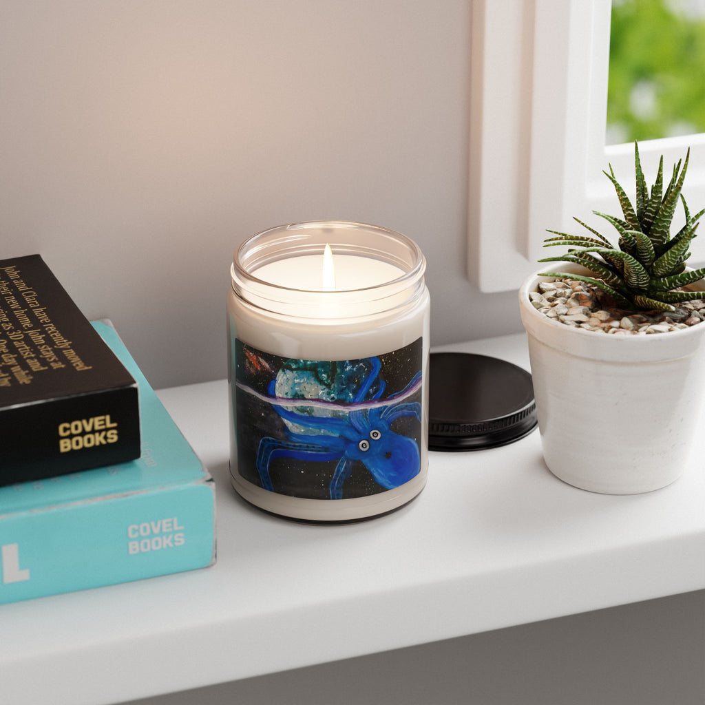 Blue Octopus Scented Soy Candle — 9oz Ocean-Inspired Jar Candle
