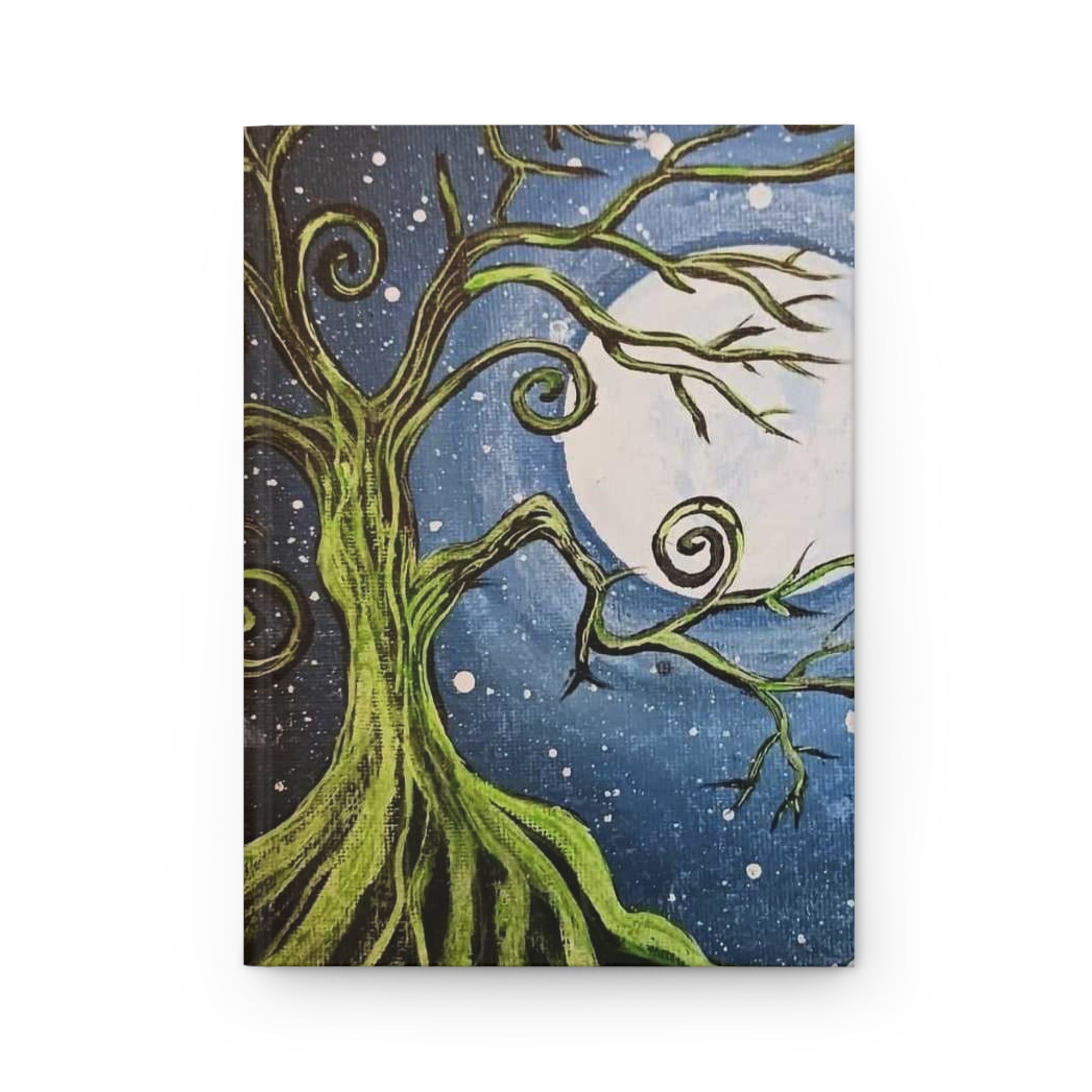 Moonlit Tree Hardcover Journal — Whimsical Night Sky Sketchbook