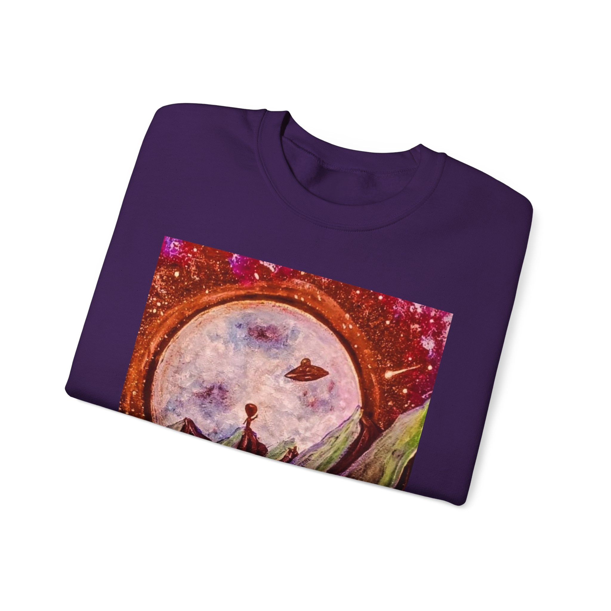 Cosmic Adventure Crewneck Sweatshirt - Unisex Heavy Blend, Galaxy Art, Starry Night Fashion, Space Lover Gift, Cozy Casual Wear