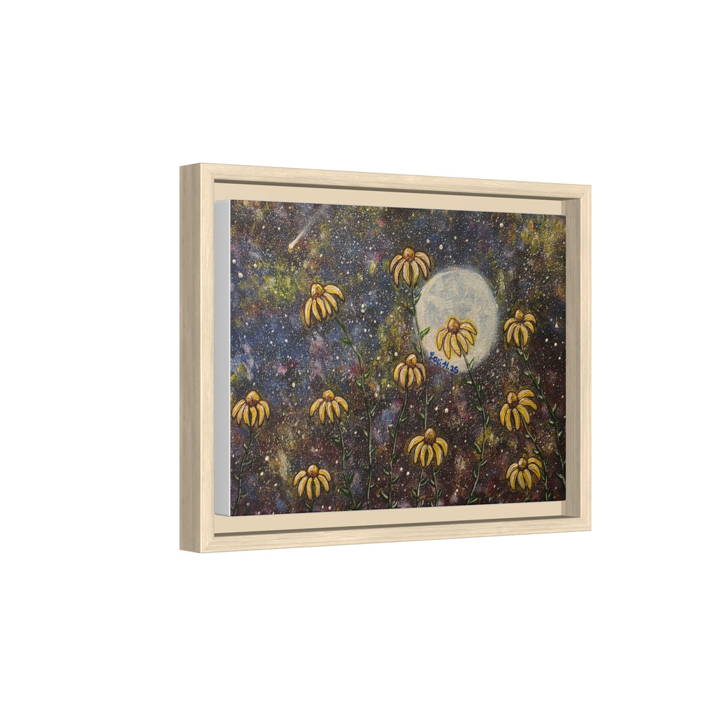 Framed Matte Canvas Print — Moonlit Black-Eyed Susans Art