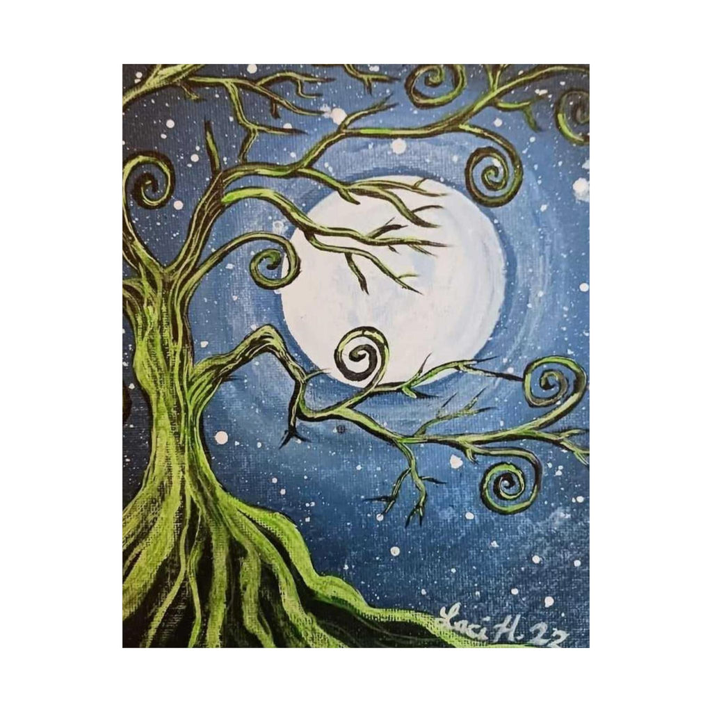 Vertical Poster — Whimsical Moonlit Tree Art Print