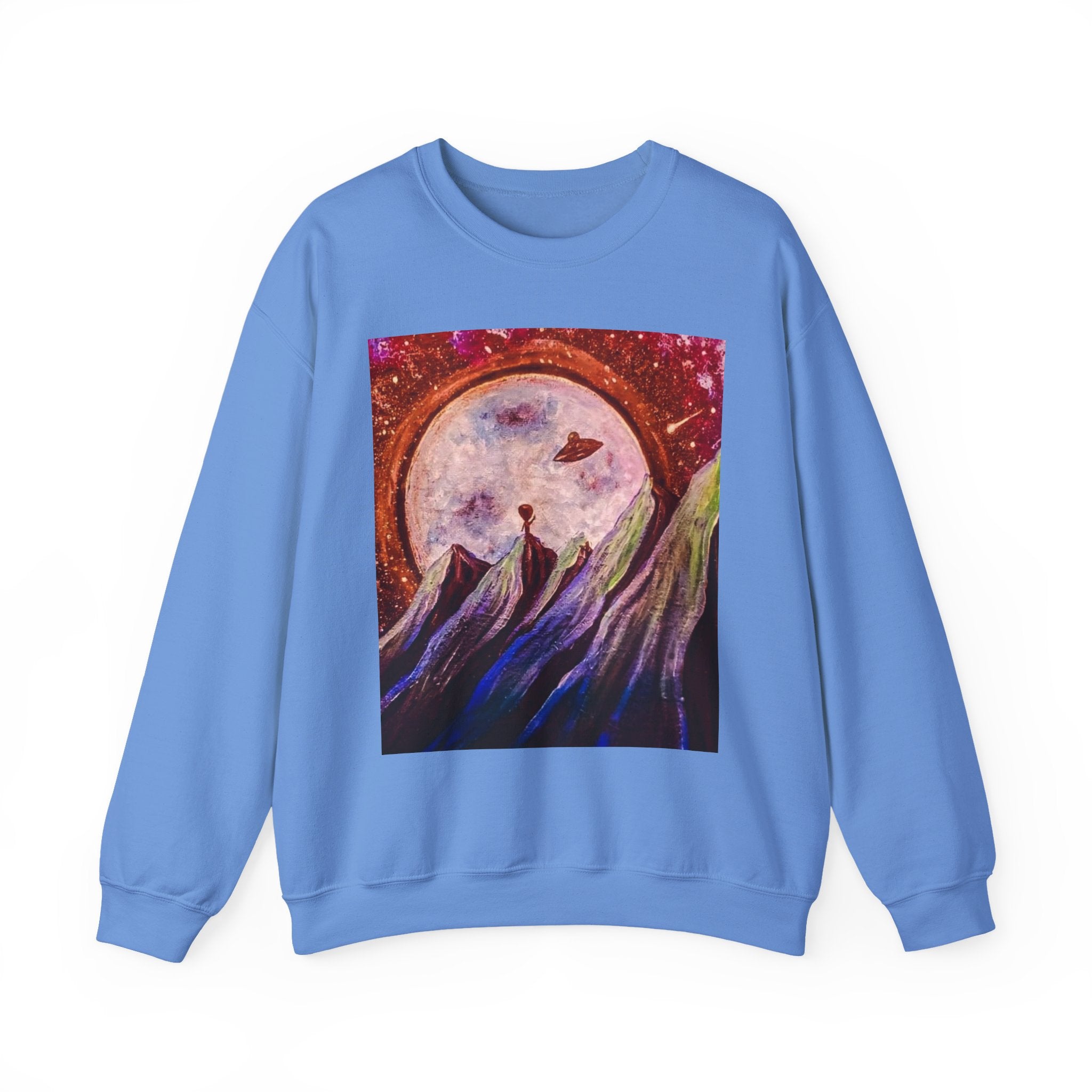 Cosmic Adventure Crewneck Sweatshirt - Unisex Heavy Blend, Galaxy Art, Starry Night Fashion, Space Lover Gift, Cozy Casual Wear