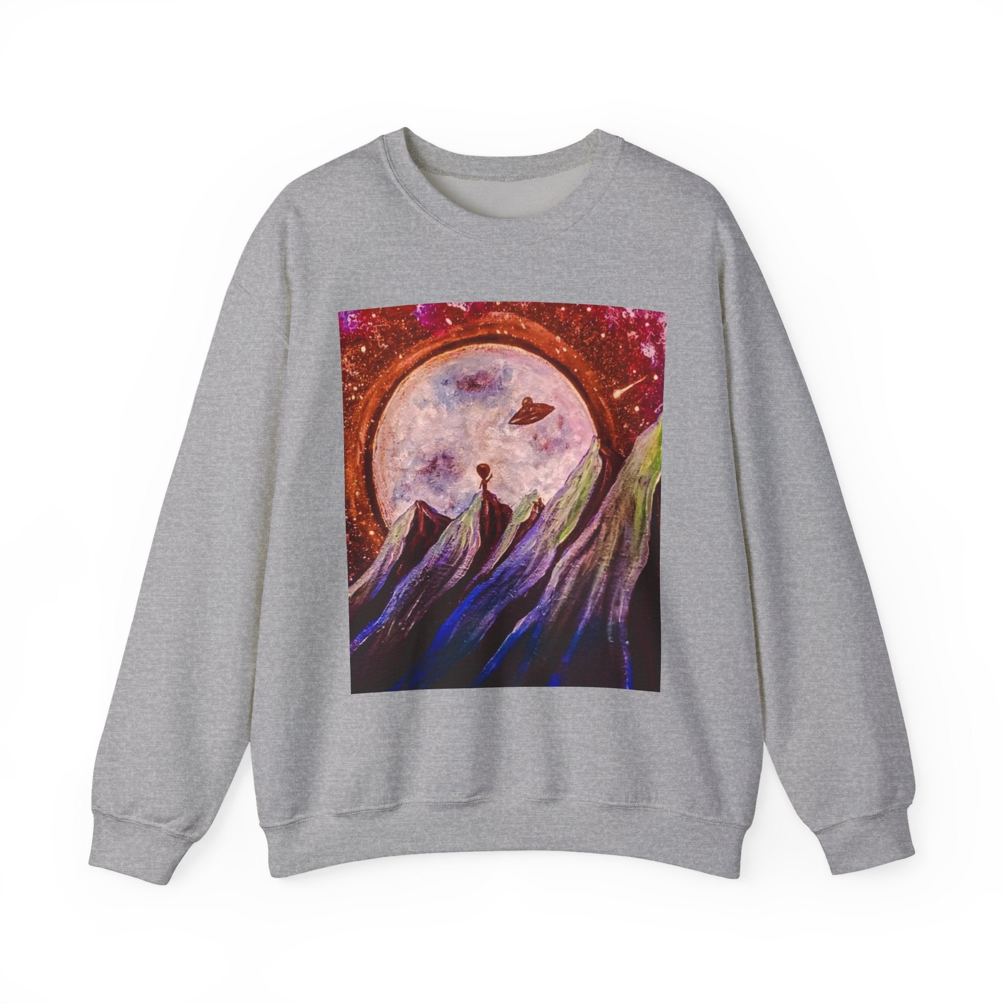 Cosmic Adventure Crewneck Sweatshirt - Unisex Heavy Blend, Galaxy Art, Starry Night Fashion, Space Lover Gift, Cozy Casual Wear