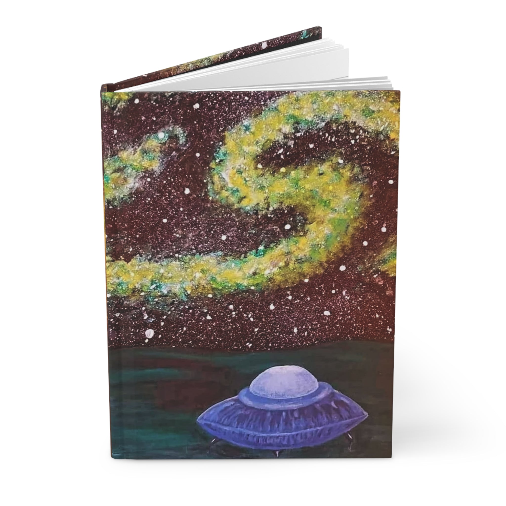 UFO Night Sky Hardcover Journal — Cosmic Alien Spaceship Notebook
