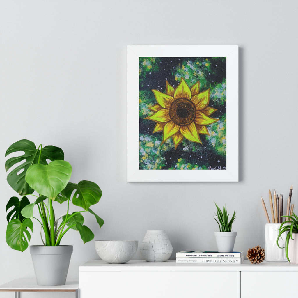 Framed Sunflower Poster — Vertical Floral Wall Art