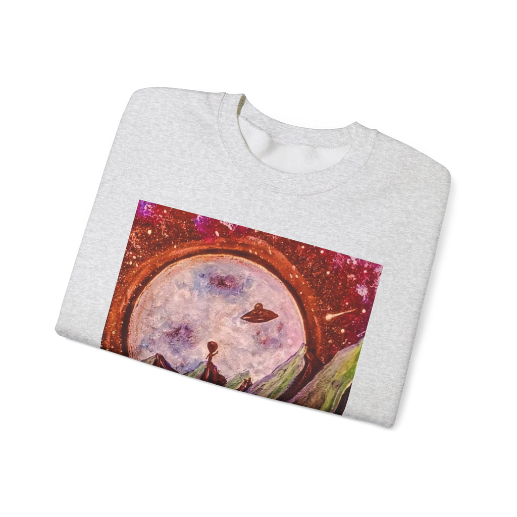 Cosmic Adventure Crewneck Sweatshirt - Unisex Heavy Blend, Galaxy Art, Starry Night Fashion, Space Lover Gift, Cozy Casual Wear
