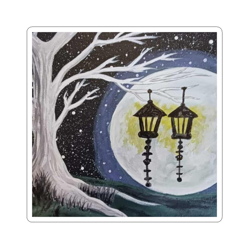 Moonlit Lantern Sticker — Nightscape Kiss-Cut Sticker for Laptops, Journals & Gifts