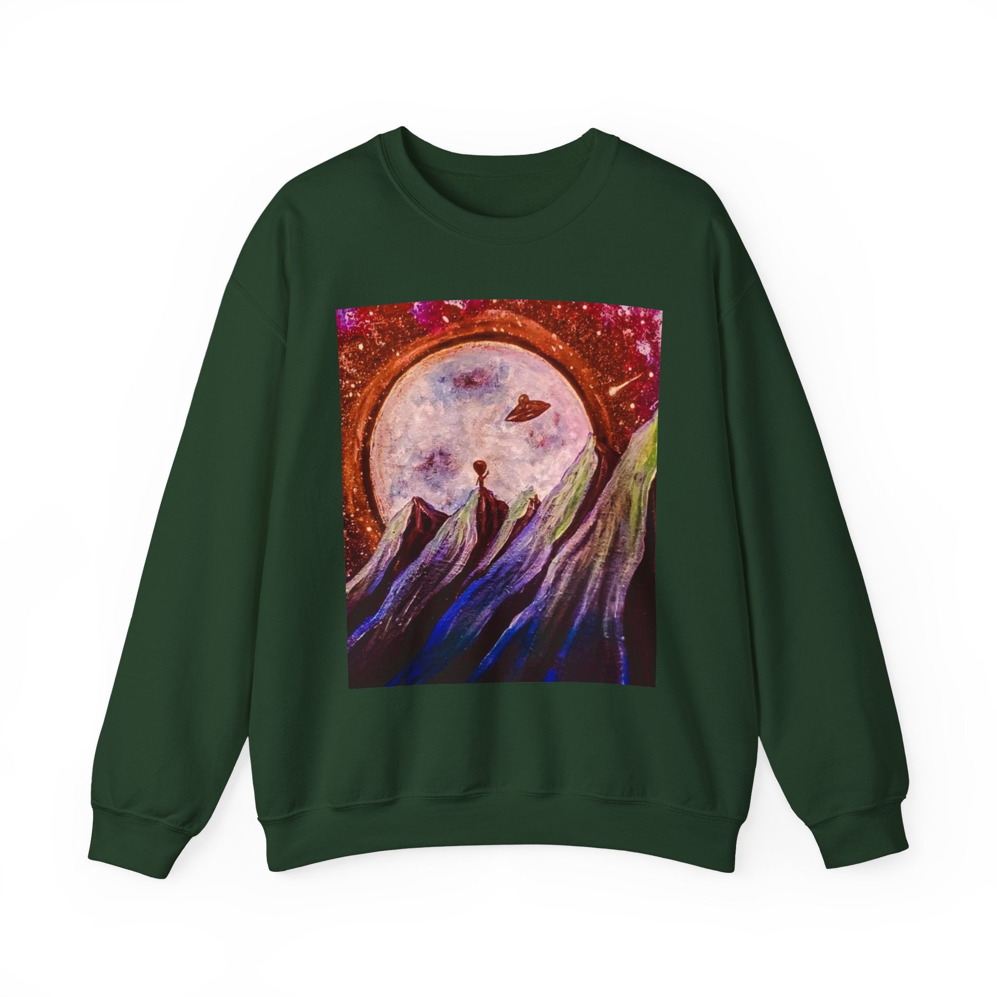 Cosmic Adventure Crewneck Sweatshirt - Unisex Heavy Blend, Galaxy Art, Starry Night Fashion, Space Lover Gift, Cozy Casual Wear