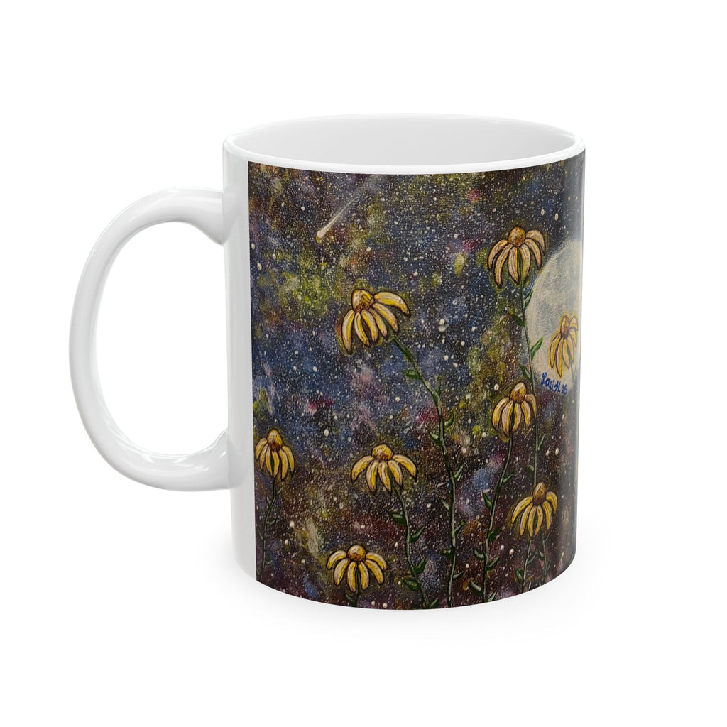 Moonlit Wildflower Mug — Floral Night Sky Ceramic Coffee Cup (11oz, 15oz)