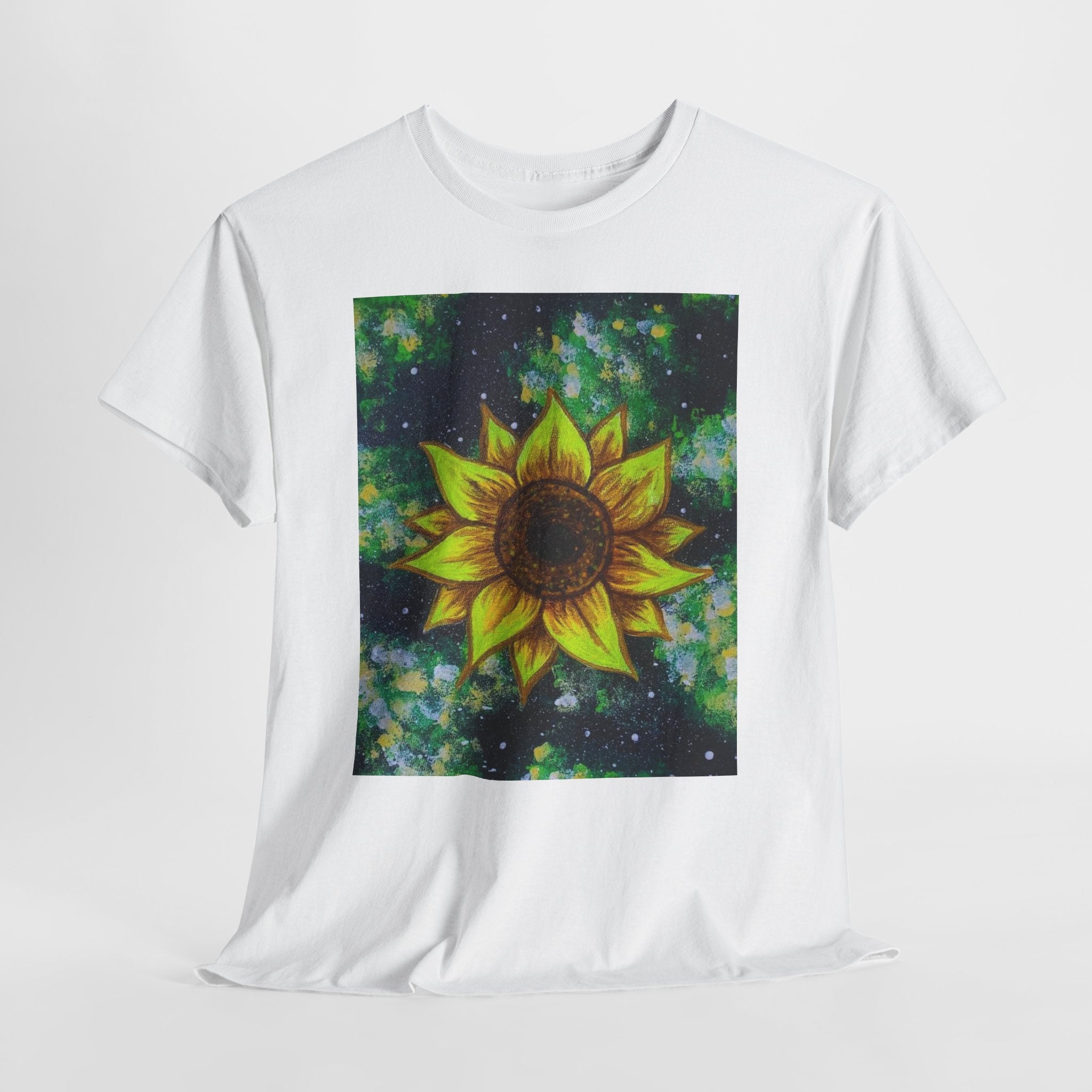 Sunflower Galaxy Tee — Bright Yellow Sunflower Graphic T-Shirt