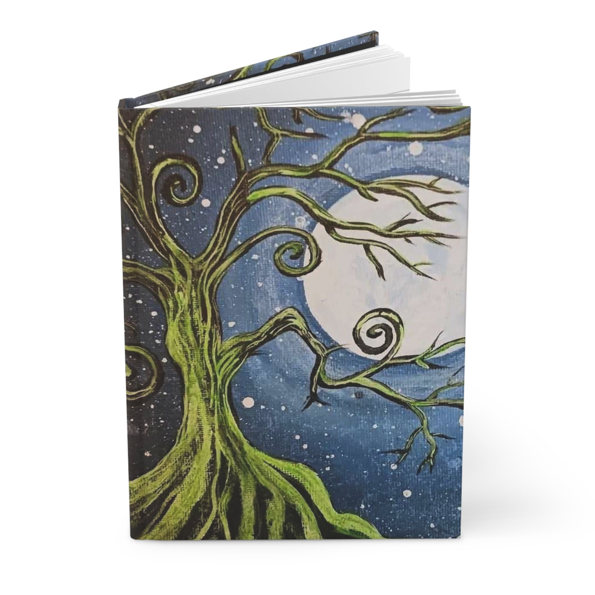 Moonlit Tree Hardcover Journal — Whimsical Night Sky Sketchbook