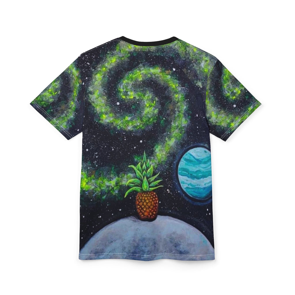 Cosmic Pineapple Unisex Tee, Space Graphic T-Shirt, AOP Tee for Beach Lovers, Galaxy Design Apparel, Unique Astro T-Shirt