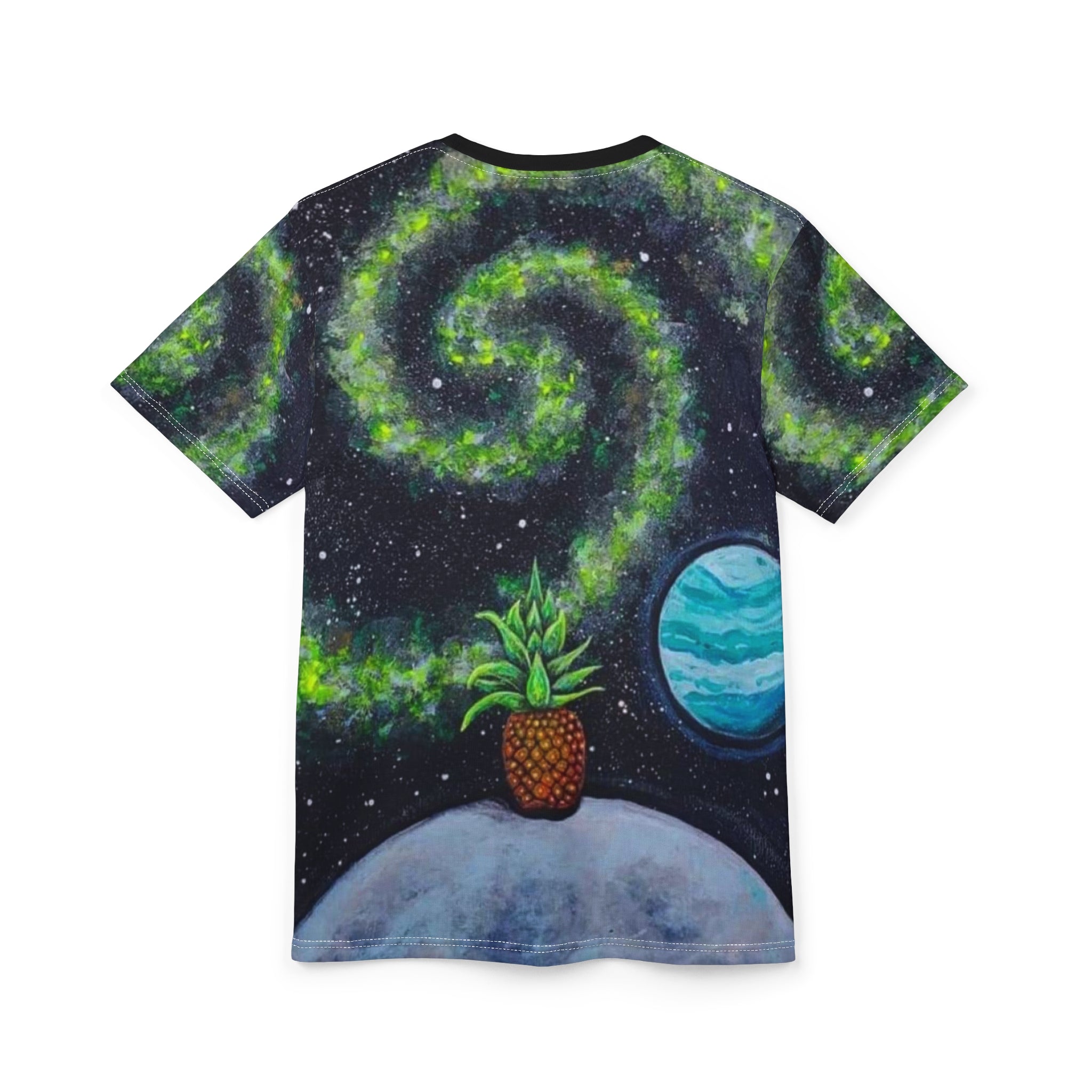 Cosmic Pineapple Unisex Tee, Space Graphic T-Shirt, AOP Tee for Beach Lovers, Galaxy Design Apparel, Unique Astro T-Shirt