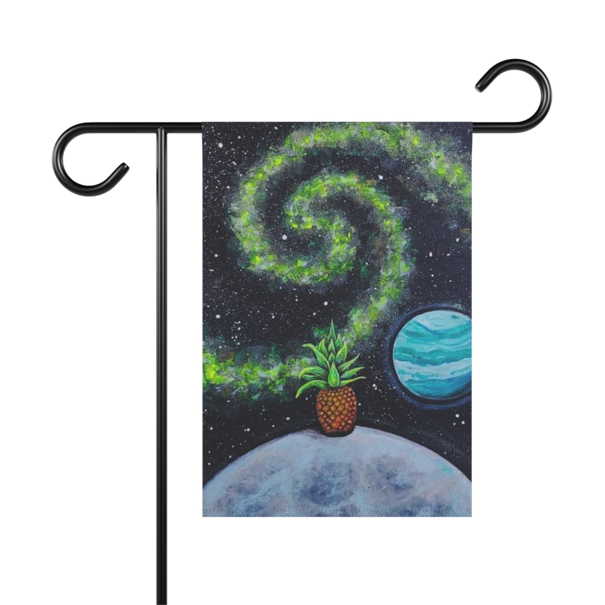 Celestial Pineapple Garden Flag, Unique Outdoor Decor for Home, Planet-Themed Banner, Garden Party Decor, Summer Holiday Decoration