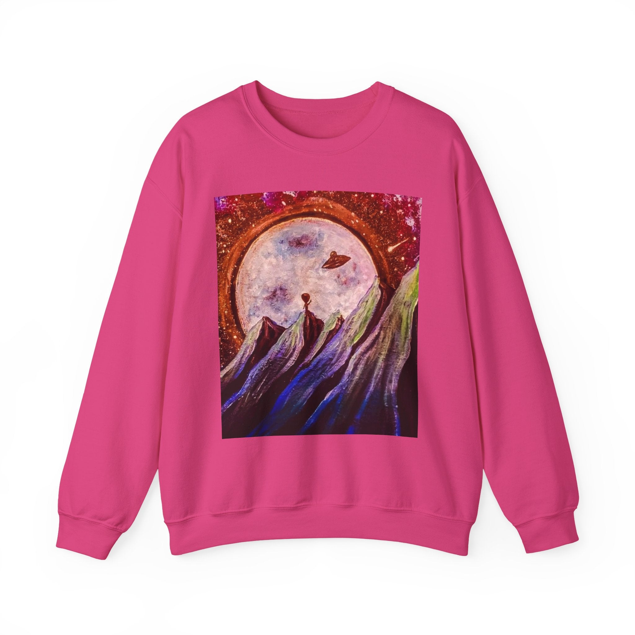 Cosmic Adventure Crewneck Sweatshirt - Unisex Heavy Blend, Galaxy Art, Starry Night Fashion, Space Lover Gift, Cozy Casual Wear