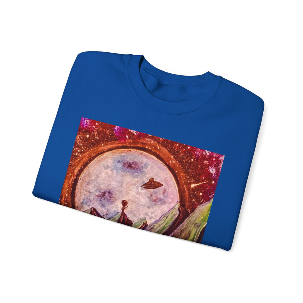 Cosmic Adventure Crewneck Sweatshirt - Unisex Heavy Blend, Galaxy Art, Starry Night Fashion, Space Lover Gift, Cozy Casual Wear