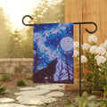 Mystical Wolf Garden Banner, Outdoor Decor, Housewarming Gift, Moonlight Design, Floral Flag, Home & Garden Decoration